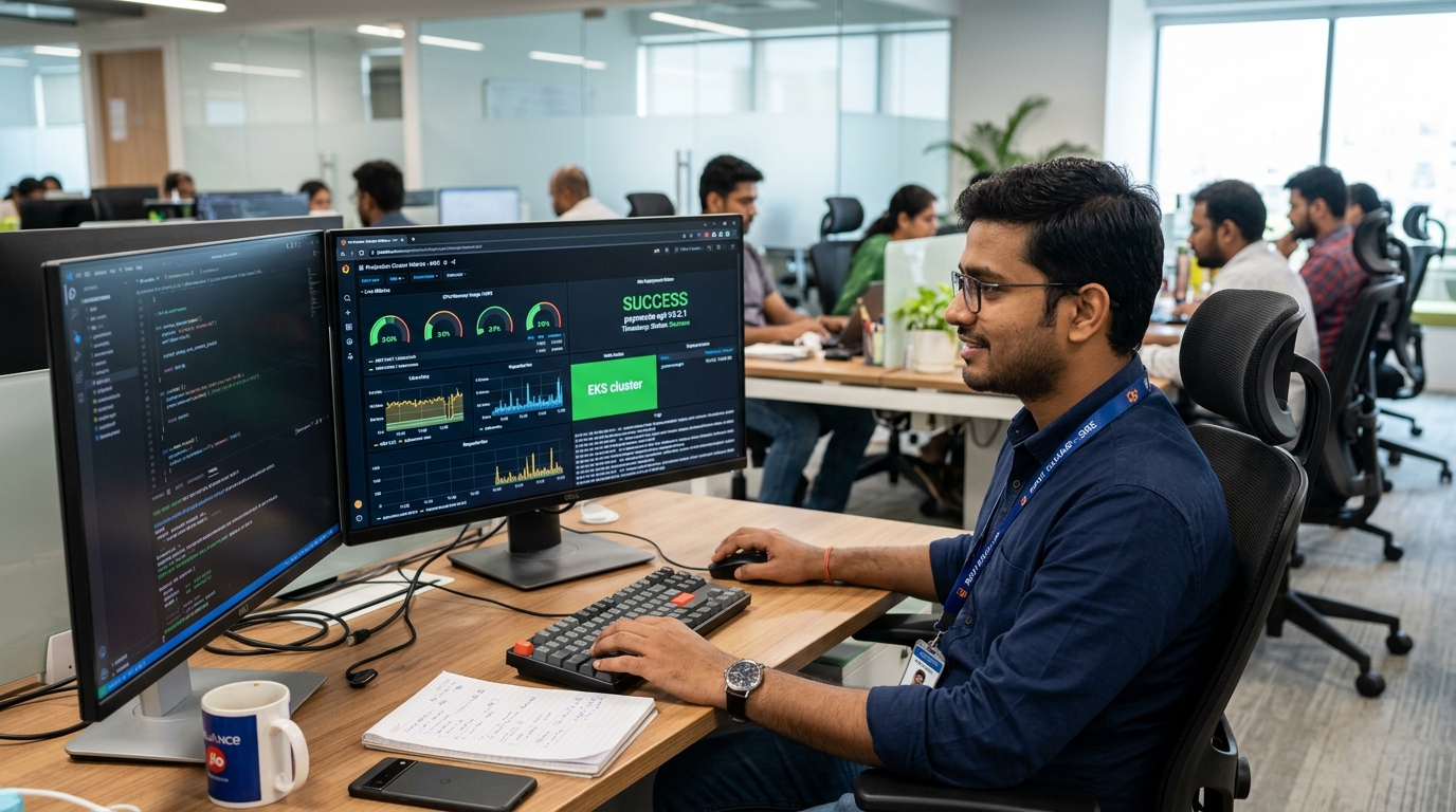 Engineer reviewing live project