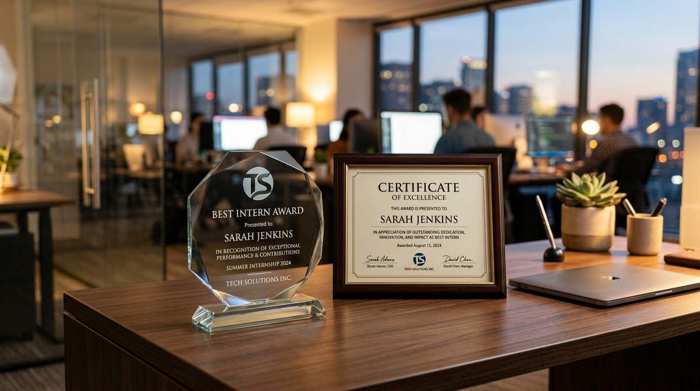Award trophy and certificate